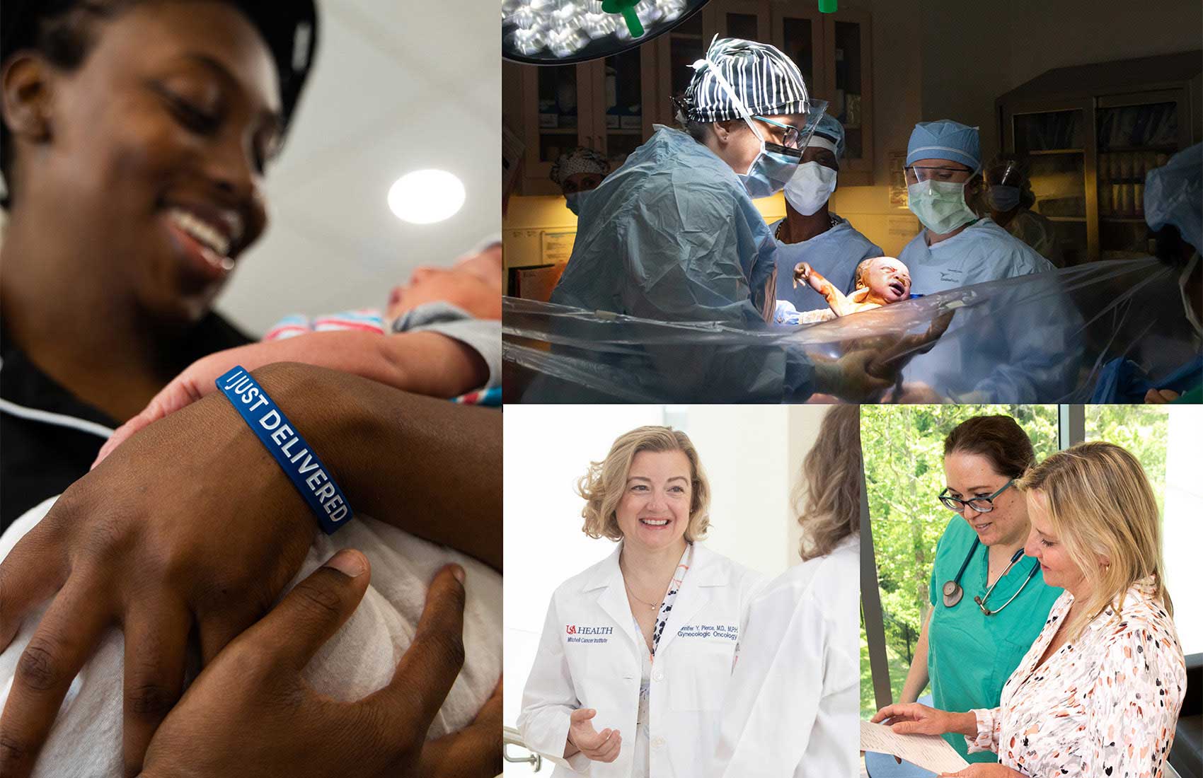 A collage of photos from the USA Department of OBGYN